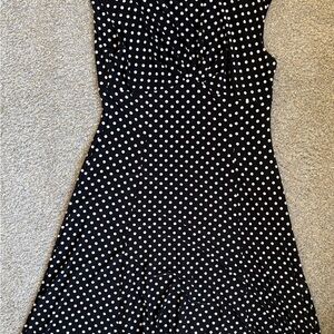 Black and White Polka Dot A-line midi-Dress by chaps ladies L